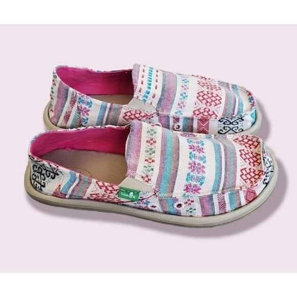 Sanuk Vagabond Slip On Canvas Sidewalk Surfers Shoes Size 5 US Pink - Picture 2 of 8